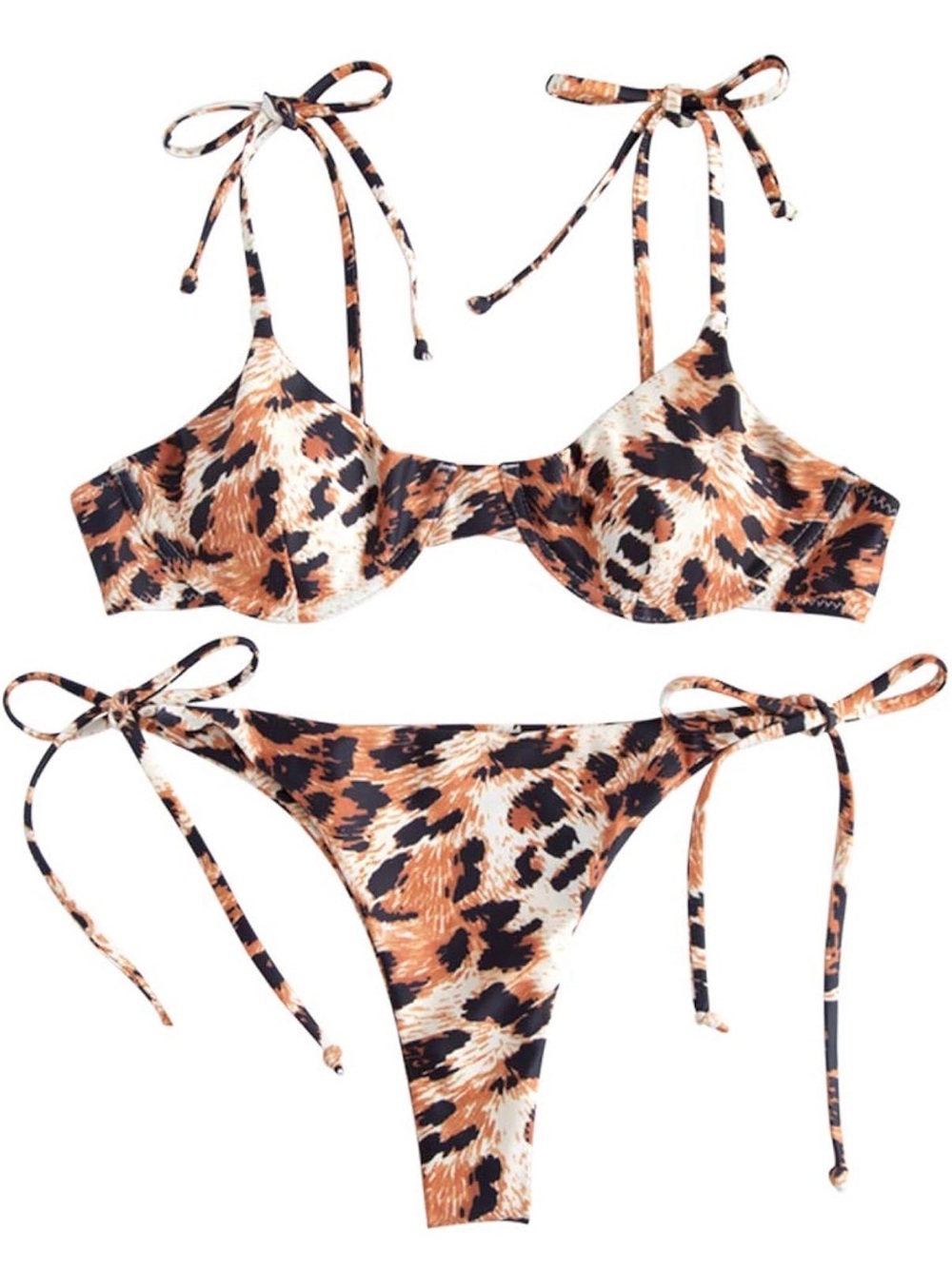 ZAFUL Leopard Tie Underwire Bikini Set - Leopard M - Picture 3 of 4